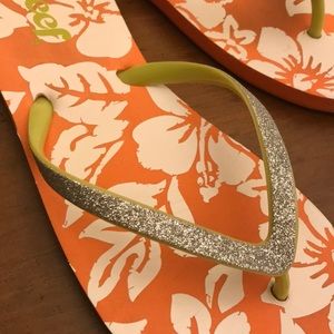 Reef sparkle thong flip flops